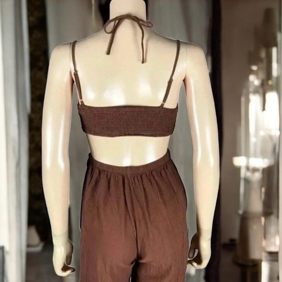 Lush Cut Out Jumpsuit Espresso Brown Boho Size S Small - Picture 6 of 10